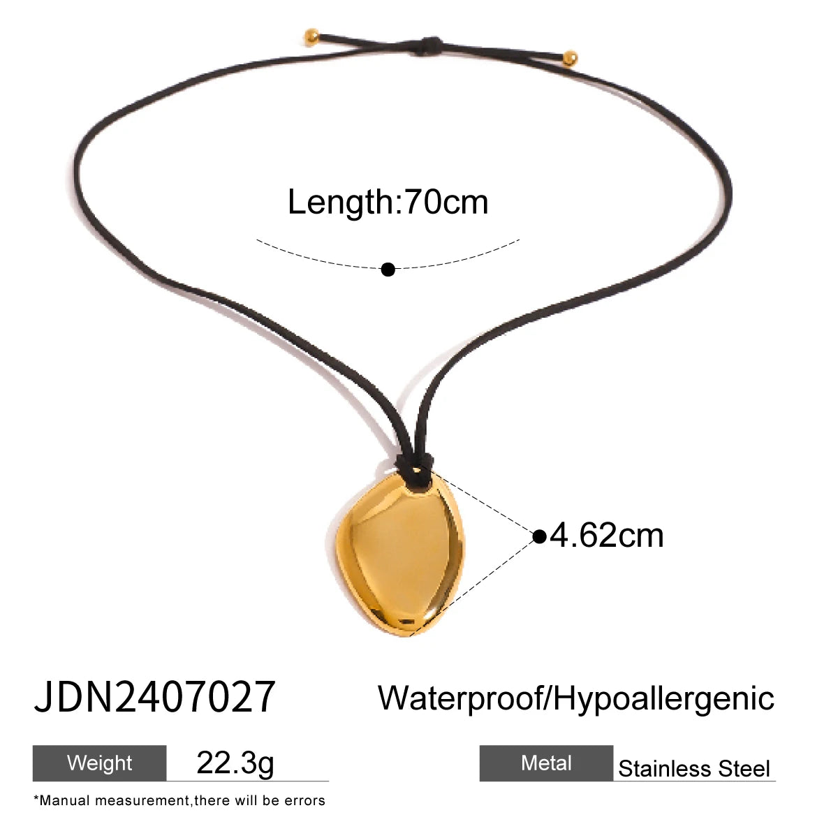 Minimalism Glossy Shine Stainless Steel Irregular Geometric Metal Wax Rope Necklace For Women Waterproof Jewelry