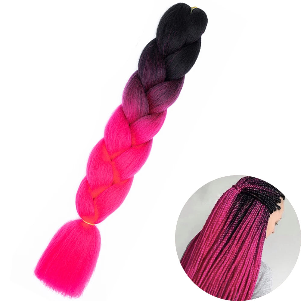 Synthetic Jumbo Braiding Hair Extension 24 Inch Heat Resistant Fiber In Bulk Ombre Jumbo Braids Hair For Black Women