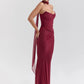 Wine Red Sexy Two Piece Sets Women Neckerchief Strapless Crop Tops And Maxi Skirt Sets Club Party Skirt Two Piece Sets
