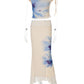 Print Beach Sexy Skirt Two Piece Sets Women Oblique Shoulder Tank Tops And Maxi Skirt Female Club 2 Piece Sets Fashion