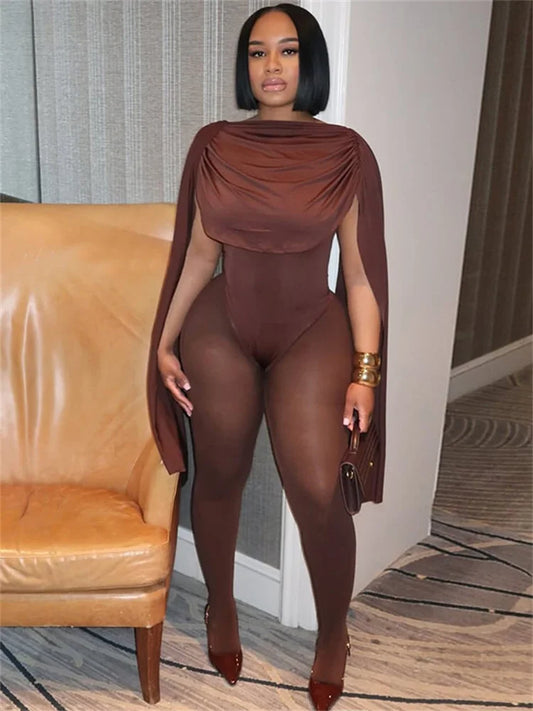 Ruched Bandage Patchwork Jumpsuits Women Solid Fashion o-Neck Sleeveless Skinny Stretch High Street Style Overalls