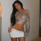 Animal Print Sheer Mesh Long Sleeve T Shirts for Women Sexy Tops Streetwear Fall 2026