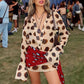 Dot Print Mini Dress Woman Autumn Trend Single-Breasted Lapel Full Sleeve Silk Scarf Strap Patchwork Fashion Bodycon
