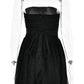 Elegant Strapless Sexy Mini Dress Women Fashion Black Off-shoulder Backless Pleated Sequins Sparkle Club Party Dress