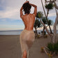 See Through Open Back Split Long Dresses Summer Woman Glitter Beach Dress Elegant Sexy Vacation Outfits