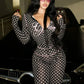 Polka Dot Letter Print 2 Piece Set Woman Tracksuit Trend Sexy Hooded Jacket+Pants Skinny Stretch Matching Streetwear