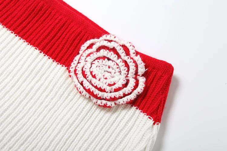 Crochet 2 Piece Set Women Beach Vacation Flower Bra Tops+Patchwork Long Skirts Matching Vacation Midnight Clubwear