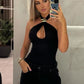 Halter Hollow Out Sexy Crop Tops Pullovers Women Vest Summer New Ring Metal Off-shoulder Tank Tops Female Skinny Top