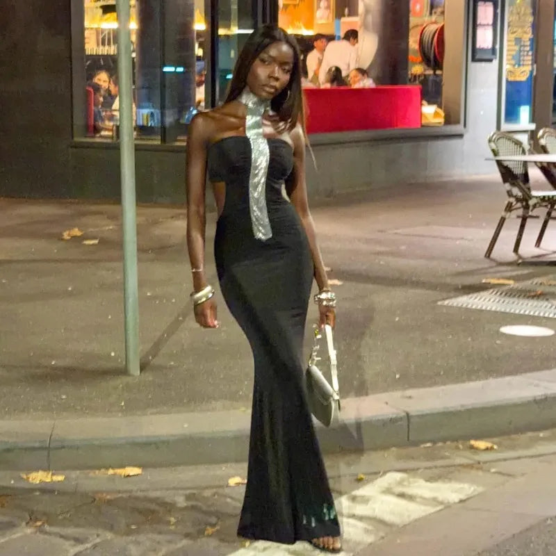 Halter Backless Fishtail Maxi Dress Sexy Black Party Dresses Evening Gown Luxury Woman Elegant 2026