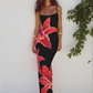 Floreal Print Long Dress For Women Gown Summer New Spaghetti Strap Sleeveless Backless Bodycon Sexy Midi Dress Elegant