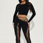 Sexy Women 2 Piece Set Casual Tracksuit Full Fall Crop Tops+Shirring Irregular Pants Stretch Streetwear Skinny Suits