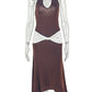 Elegant Backless Dress Women Fashion Ruched Color Blocking Halter Low-Neck Sleeveless Trend Chic Party Club Bodycon