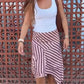 Women's Midi Skirt Stylish Dot Print/Striped A Line Casual Irregular Hem Low Rise Skirts for Summer Vacation Streetwear