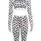 Polka Dot Print 2 Piece Set Women Trend O-Neck Full Sleeve Crop T-Shirt+Capri Pants Fashion Chic Street Sport Suits