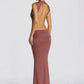 Women Cutout Backless Sexy Maxi Dress Elegant High Neck Sleeveless Ruched Bodycon Club Party Beach Long Dress Fashion
