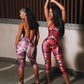 Colorful Print Playsuits Woman Halter Off Shoulder Backless Skinny Peach Hip Hot Girls Street Sexy Fashion Rompers