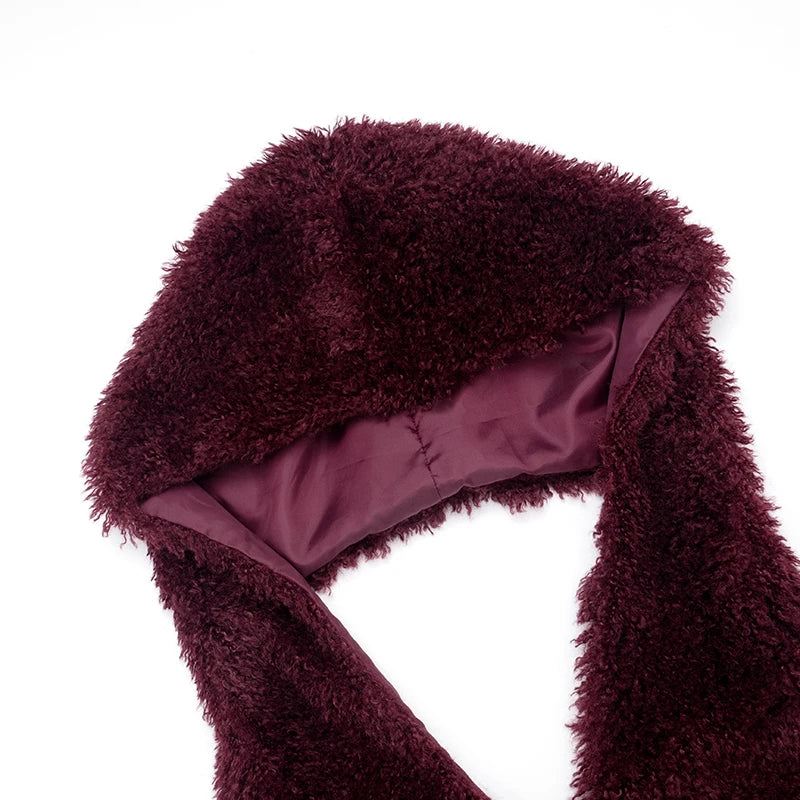 Hooded Furry 2 Piece Set Women Sexy U-Neck Backless Bandage Tank Tops+Tight Mini Skirt Chic Midnight Party Clubwear