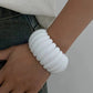 Women's Vintage Punk White Resin Cuff Elastic Bangles Set 4 Styles Boho Wide Geometric Y2K Vintage Jewelry Gift