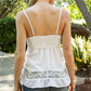 Polka Dot Lace Trim Camisole For Women V Neck Spaghetti Strap Ruffle Hem Sleeveless Top Retro Coquette Aesthetic Blouse