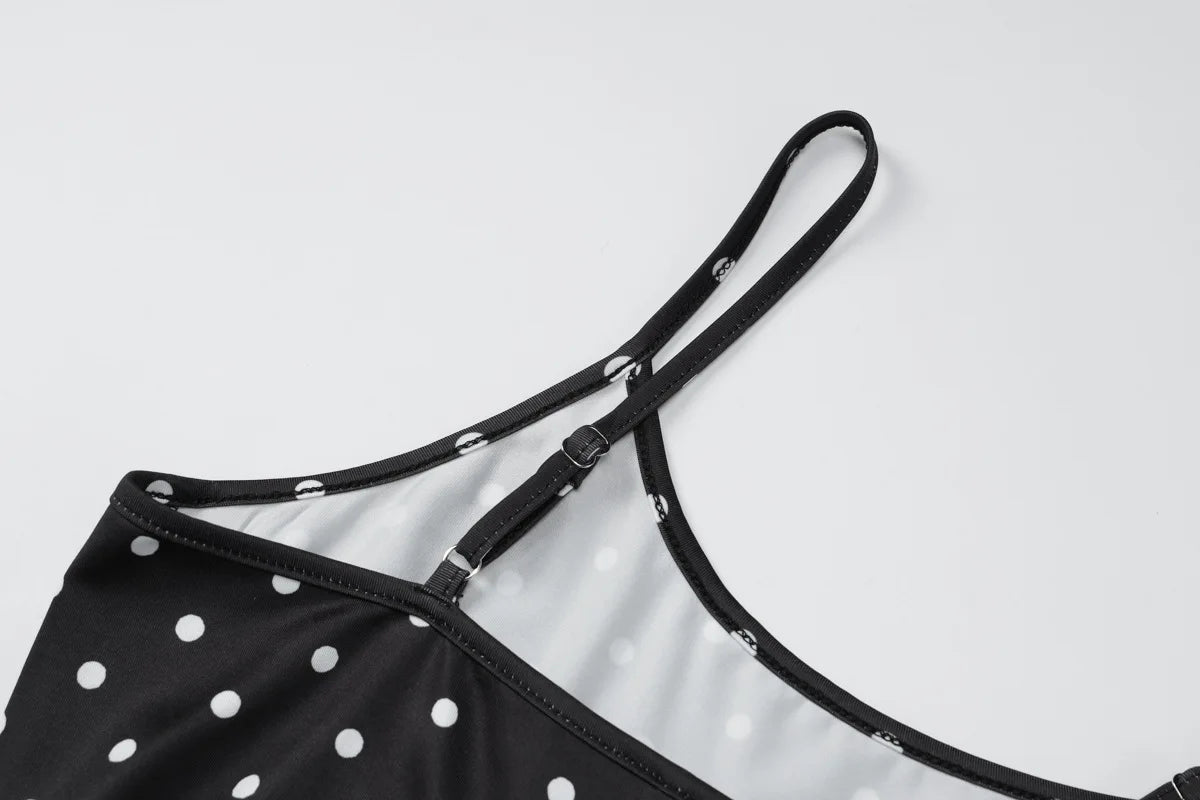 Polka Dot Slip Dress White Black French Style Elegant Sleeveless Backless Long Maxi Dresses for Woman