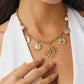 Vintage Sunflower Moon Scallop Pendant Choker Necklace for Women Collares Trend Goth Clavicle Chain Daily Jewelry Gift