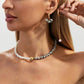 Retro Adjustable Metal Chain Choker Necklace with Imitation Pearls CCB Beads Women's Jewelry Set with Stud Earrings