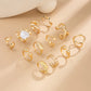 12Pcs/Set Vintage Metal Water Drop Open Ring for Women Trend 2025 Creative Geometric Ring Engagement Daily Jewelry Gift
