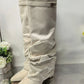 Autumn and Winter New Pointed Metal Buckle Knee High Women's Boots, Thick High-heeled Pants Boots, Fashionable Mid Leg Boots