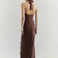 Halter Off-shoulder Ruffle Sexy Maxi Dress Women Fashion V Neck Sleeveless Backless Bodycon Club Party Long Dress