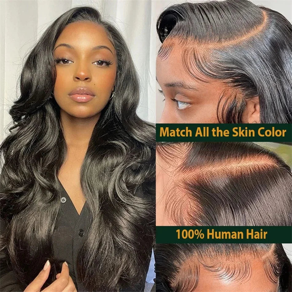 30 40 Inch 13x4 Transparent HD Lace Frontal Body Wave Human Hair Wig For Black Women