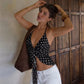 Women's Tanks Camis Retro Polka Dot Print Deep V-neck Tie Front Halter Top Women Clothing Summer 2026