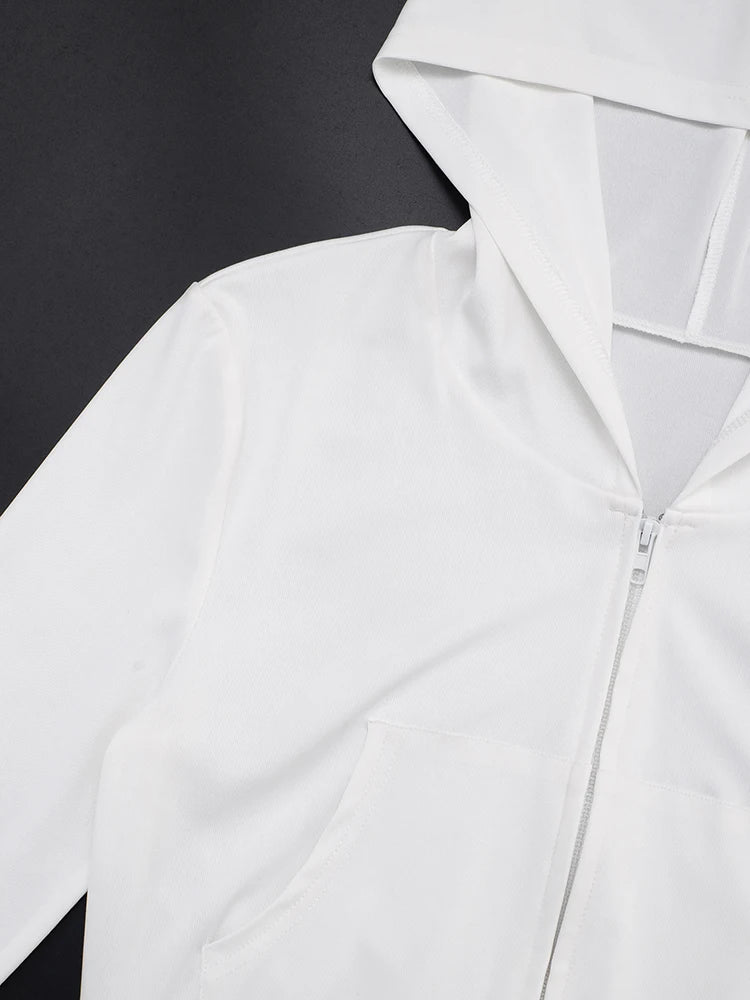 High Stretch Wild  Sexy 3-Piece Set Women Lace-Up Halter Bra Tops+Zip Hooded Coat+Shorts Matching Casual Vacation Outfits