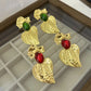 Exaggerated Metal Golden Leaf Dangle Earrings for Women Jewelry Gorgeous Fashion Show Collection Earrings Accessories