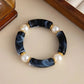 7 Styles Vintage Resin Round Tube Elastic Bangle Bracelet for Women Boho Stackable Imitation Pearl Acrylic Bead Bracelet