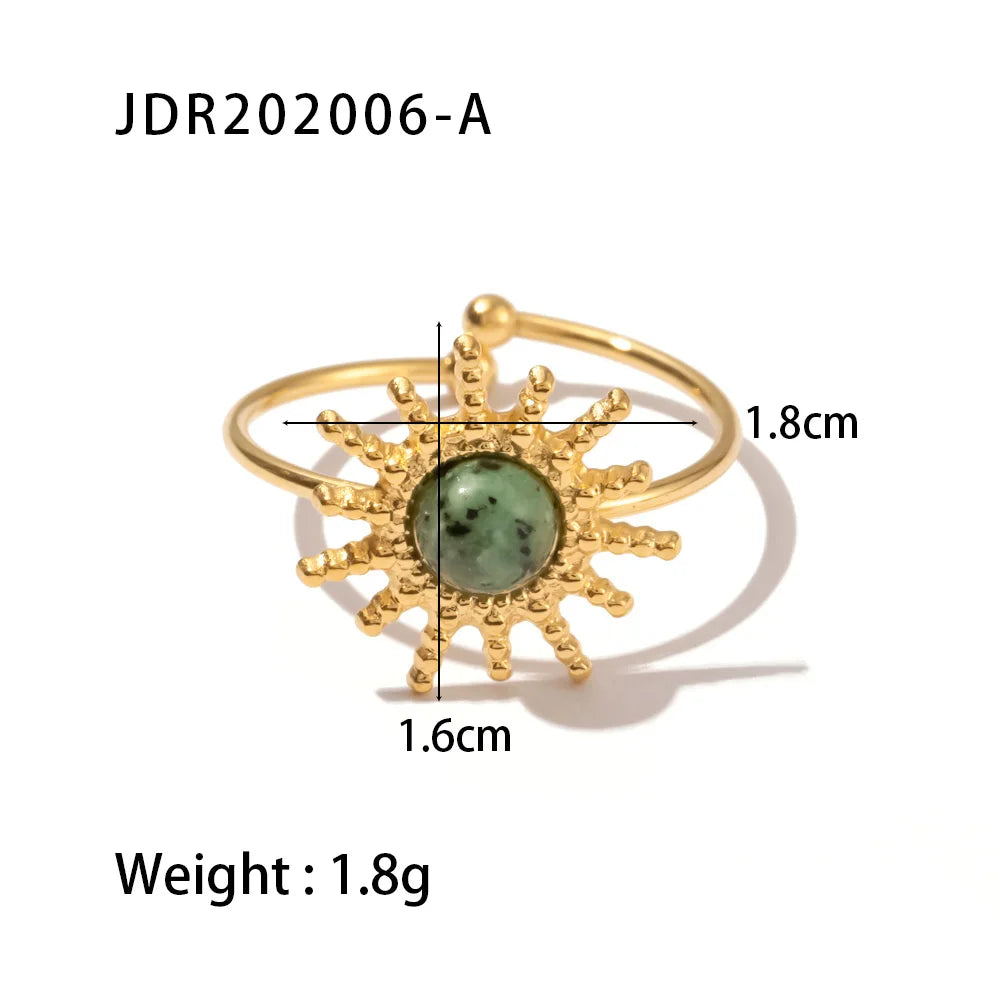 New Design Natural Stone Stainless Steel Ring Women Waterproof Stylish Golden Jewelry 2022 NEW Set