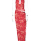 Halter Deep V Neck Ruffled Sexy Maxi Dress For Women Fashion Sleeveless Backless High Waist Bodycon Club Printed Dress