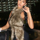 Sexy Furry Tank Tops Women Hipster Halter Y2K Backless Bandage Midnight Party Clubwear Summer Trend  Wild Basic Vest