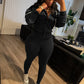 Sporty 2 Piece Set Woman Tracksuit Fall Trend Warm Hooded Zip Jacket+Leggings Matching Street Casual Stretch Outfits