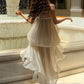Birthday Maxi Dress Women Party  Bow Tassel Decoration Irregular Ruffles Hem Chest Wrap Folds Sleeveless Elegant Bodycon