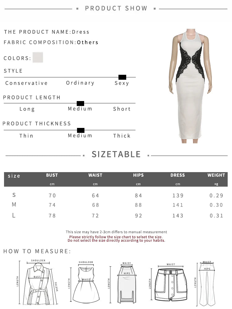 Backless Lace Patchwork Dress Woman Halter Sleeveless Midnight Birthday Prom Party Elegant Skinny Clubwear Vestidos