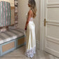 Y2K Sexy Womens Lace Satin Maxi Dress Deep V Backless Slip Dress Coquette Aesthetic Clubwear Party Night Out Formal Gown