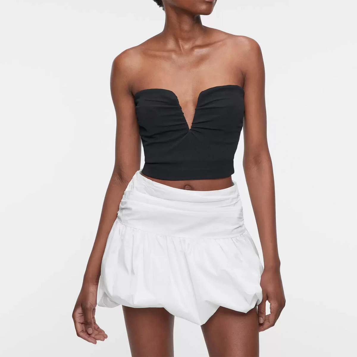 Y2k Ruffle Hem Bubble Skirt High Waisted A-Line Puffy Mini Short Skirt Women Summer Pleated Balloon Skirts Streetwear