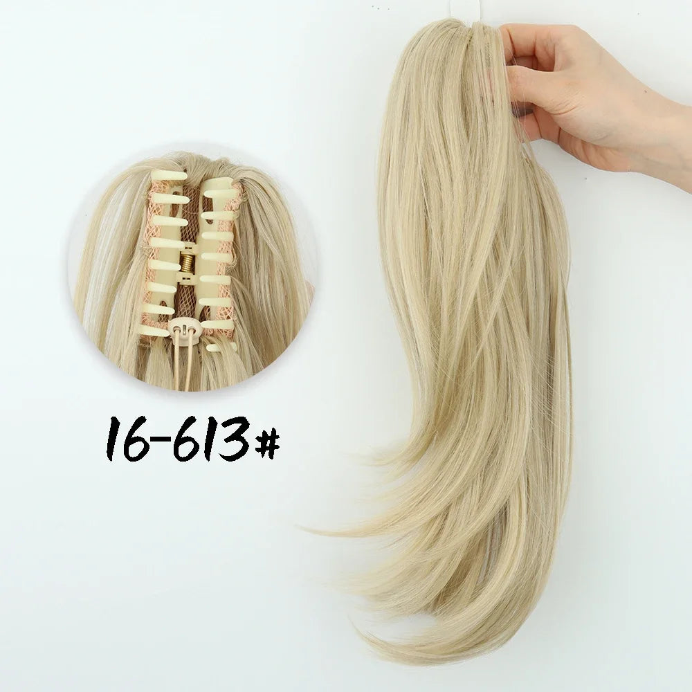 Synthetic Long Wavy Ponytail Hair Extensions Brown Black 18Inch Claw Clip Pony Hairpiece For Daily Use Hair Accessories