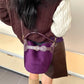 2025 Autumn New Arrivals Casual Edgy Style Suede Matte Finish Buckle Crossbody Bucket Bag For Woman