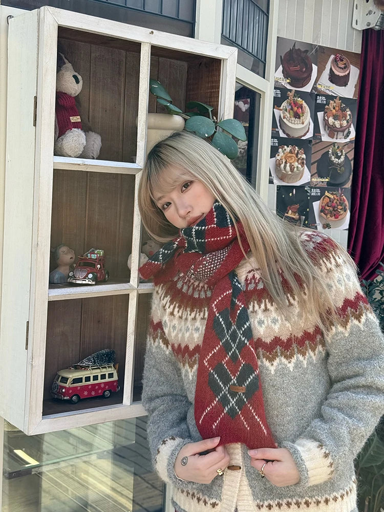 Minimalist Casual Classic Diamond Pattern Scarf For Women