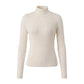 Elegant Turtleneck Rib Knit Cropped Sweater Women Long Sleeve Slim Basic Knit Top Solid Slim Short Pullover Fall Winter