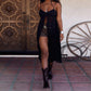 Women Y2K Front Split Cami Top Spaghetti Strap Ruffle Irregular Hem Chiffon Shirt Dress Beach Mesh Sundress