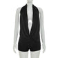 Women Satin Halter Deep V Neck Romper Solid Color Backless Tie Back Bodycon Short Jumpsuit Sexy Party Clubwear Night Out