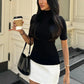 Sexy Half High Collar Half Sleeve Patchwork Mini Dress Women Slim Elegant High Waist Dress Streetwear Female Clothes