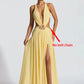 Hollow Out Deep V Neck Sexy Maxi Dress Women Gown Metal Buckle Sleeveless Backless Thigh High Split Club Party Dresses